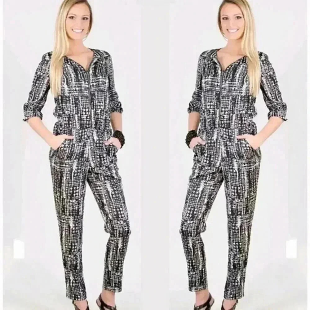 NWT W118 by Walter Baker Peavey Jumpsuit Gray Reptile Small